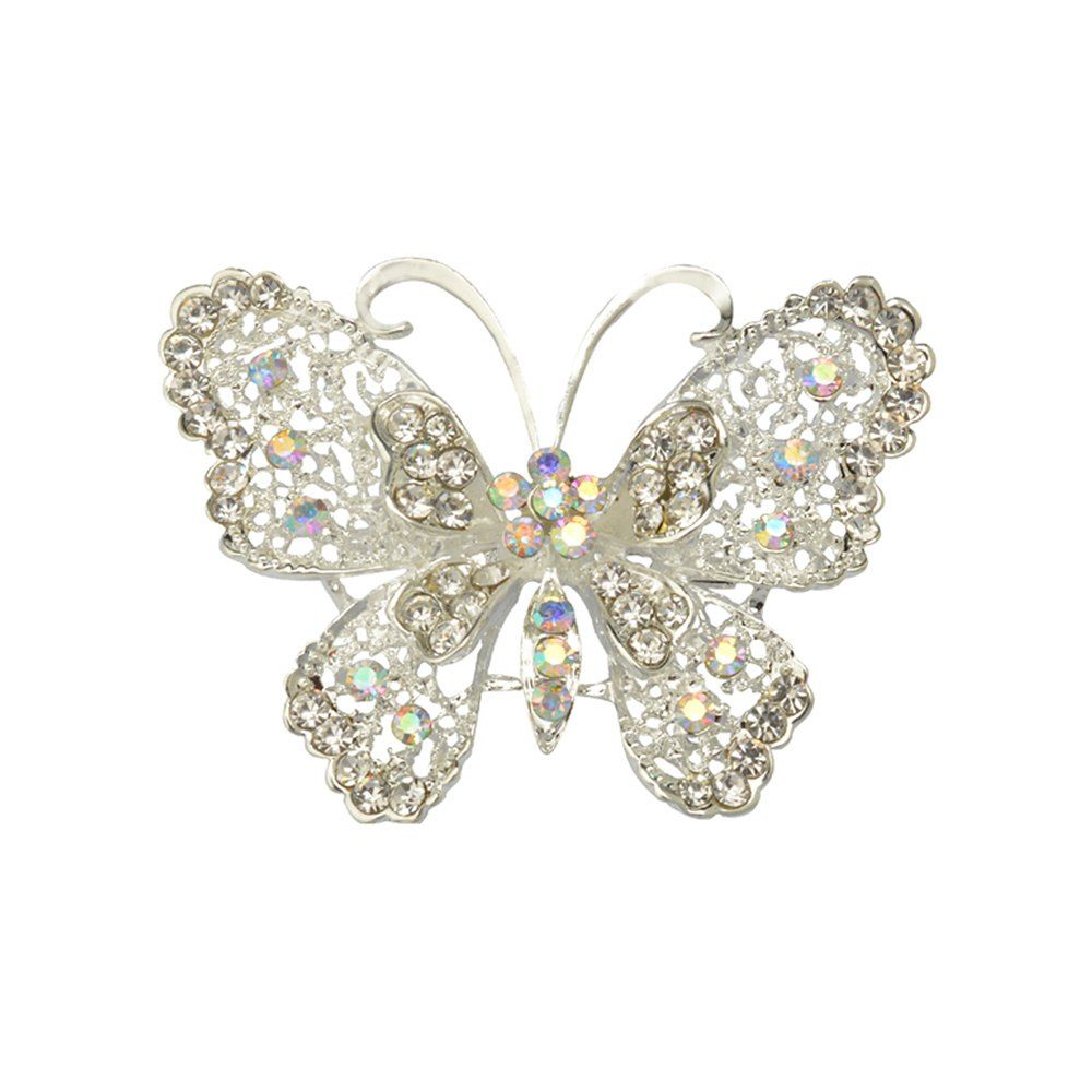 

Butterfly Brooch for Women Rhinestone Broches Fashion Bijouterie Wedding Jewelry, Silver