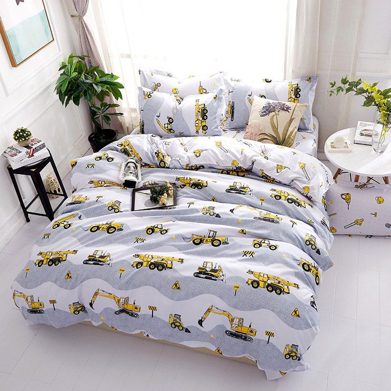 2018 Fashion Excavator Personalized Polyester Bedding Set White Fashion Excavator Personalized Polyester Bedding Set White Queen
