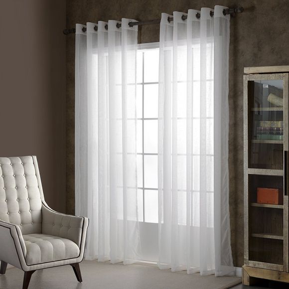 Passe-fils de rideaux de chambre à coucher solide de couleur simple de style européen - Blanc 2X(42WX63L)