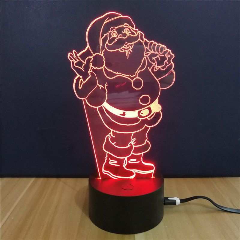 

Christmas Gift Advertising Promotion LED Touches The Color-Changing 3D Lamp USB Creative Nightlight Santa Claus, Rgb