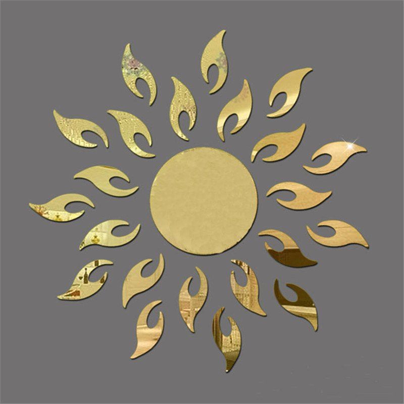 

Acrylic 3D Sunflower Fire Mirror Effect Wall Sticker, Golden