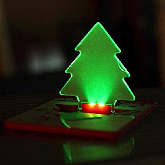 Lampe de Poche LED en Forme de Carte de Crédit Mini Sapin de Noël - Rouge 
