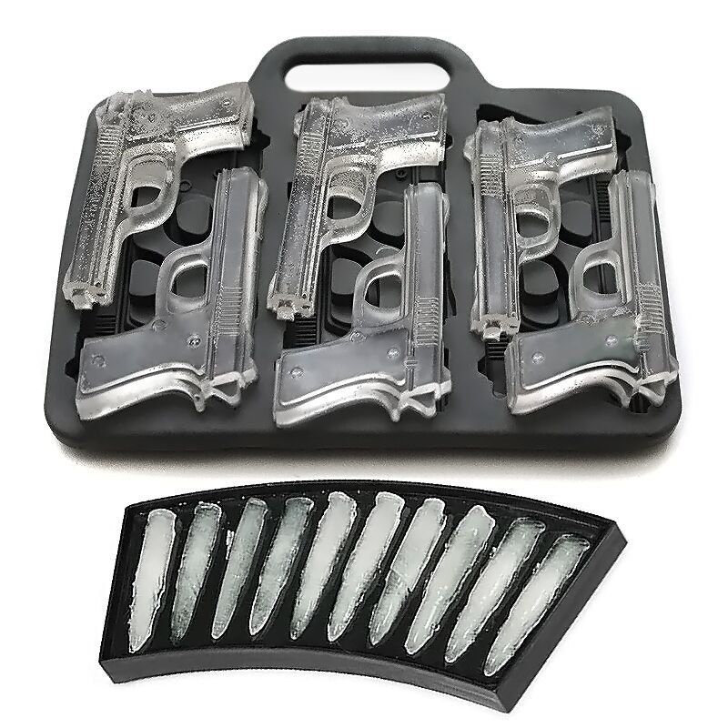 

DIY Ice Cube Mold Gun Bullet Shape Ice Cube Tray Fruit Ice Cream Maker Kitchen Bar Drinking Accessories 2Pcs/Set, Black