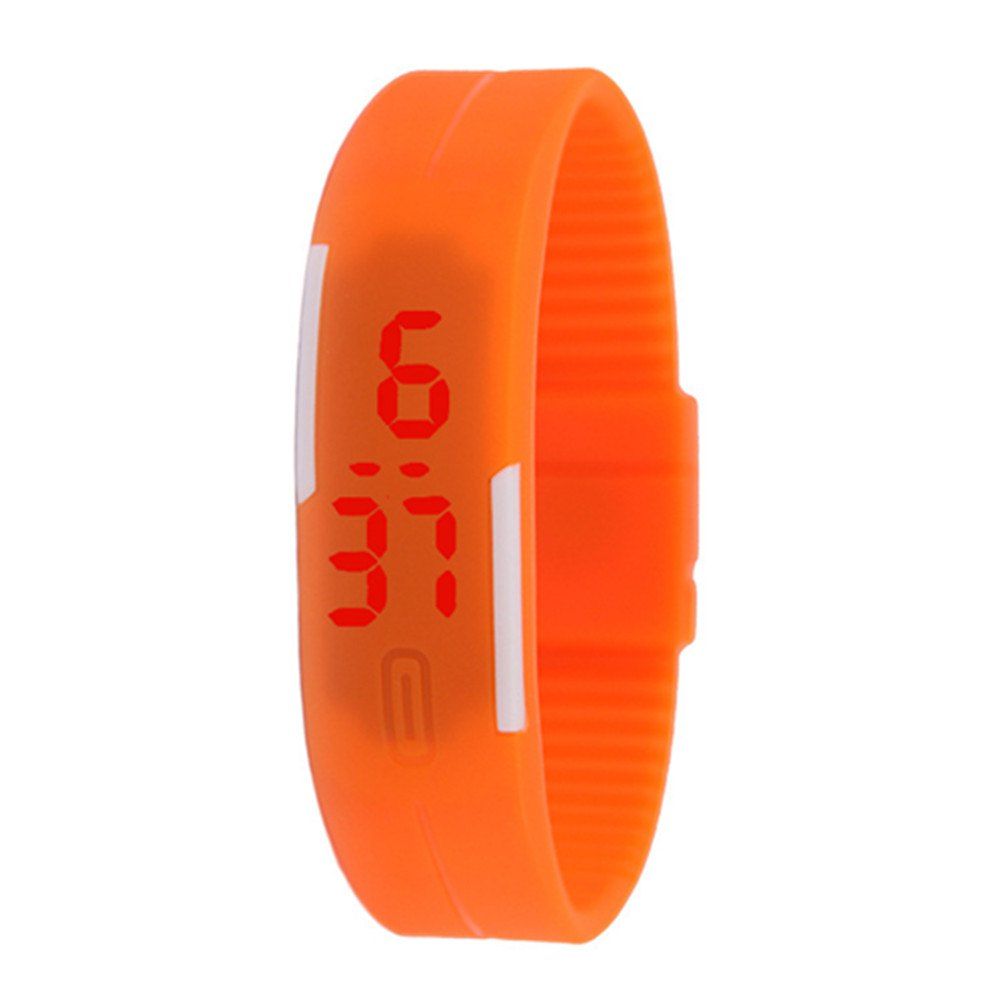 

Silicone Rubber Gel Jelly LED Wrist Watch Bracelet Men Women, Orange