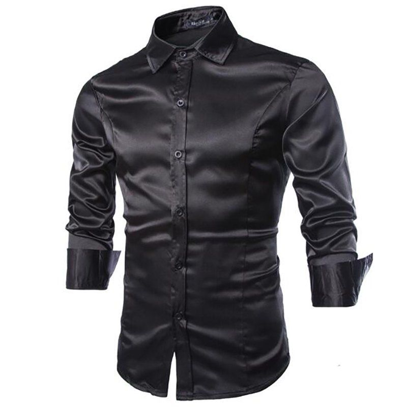 

Stylish Solid Color Casual Business Band Collar Designer Shirts for Men, Black
