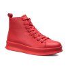 Hommes Casual tendance de la mode en cuir PU plat lacets Bottines - Rouge 40