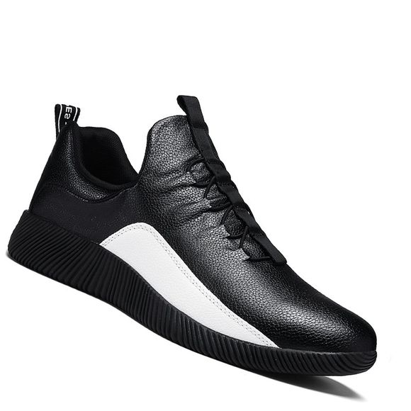 Chaussures de Sport en Cuir Caoutchouc avec Lacet Décontractées Plates Extérieures à la Mode pour Homme - Noir 43