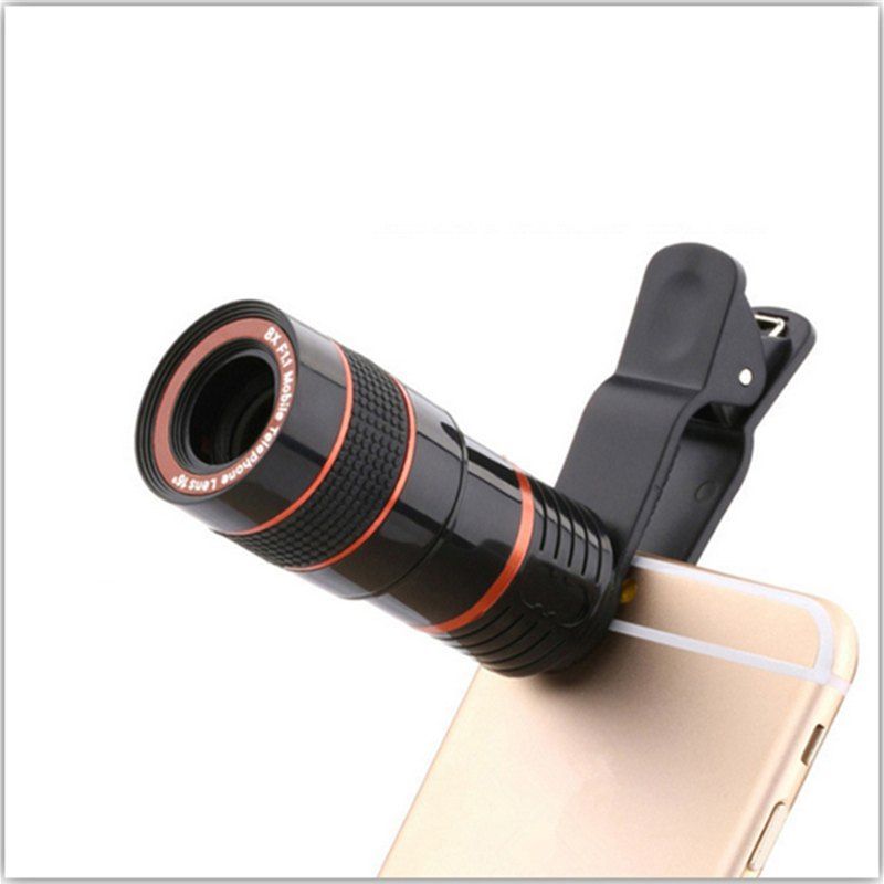

Universal 8X Optical Zoom Telescope Camera Lens Clip Mobile Phone Telescope, Black