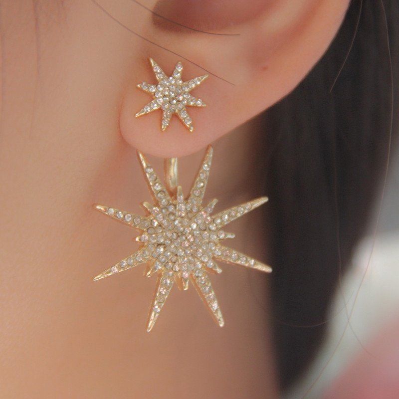 

Fashion Hexagram Snowflake Crystal Fission Stud Earrings Charms Jewelry Gift, As the picture