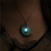 Collier en Forme de Lune Lumineuse Bijoux de Charme Turquoise Argenté Cadeaux d'Halloween - Bleu Ciel 