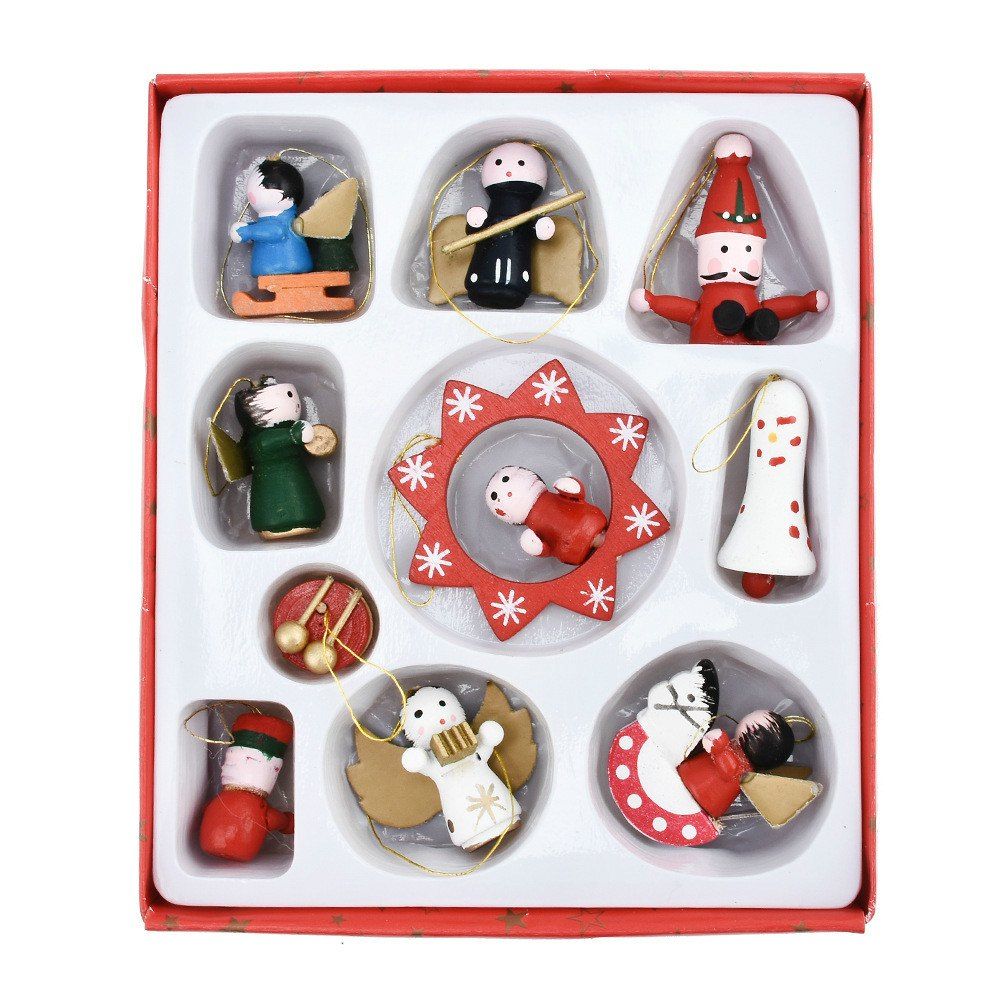 Lovely Christmas Tree Decorations Wooden Small Doll Pendant New Year Decor
