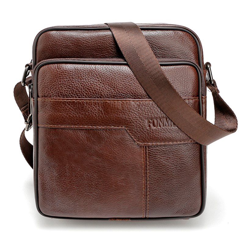 2018 Brand 100% Genuine Leather Men&#39;s Crossbody Bag Casual Business Leather Mens Messenger Bag ...