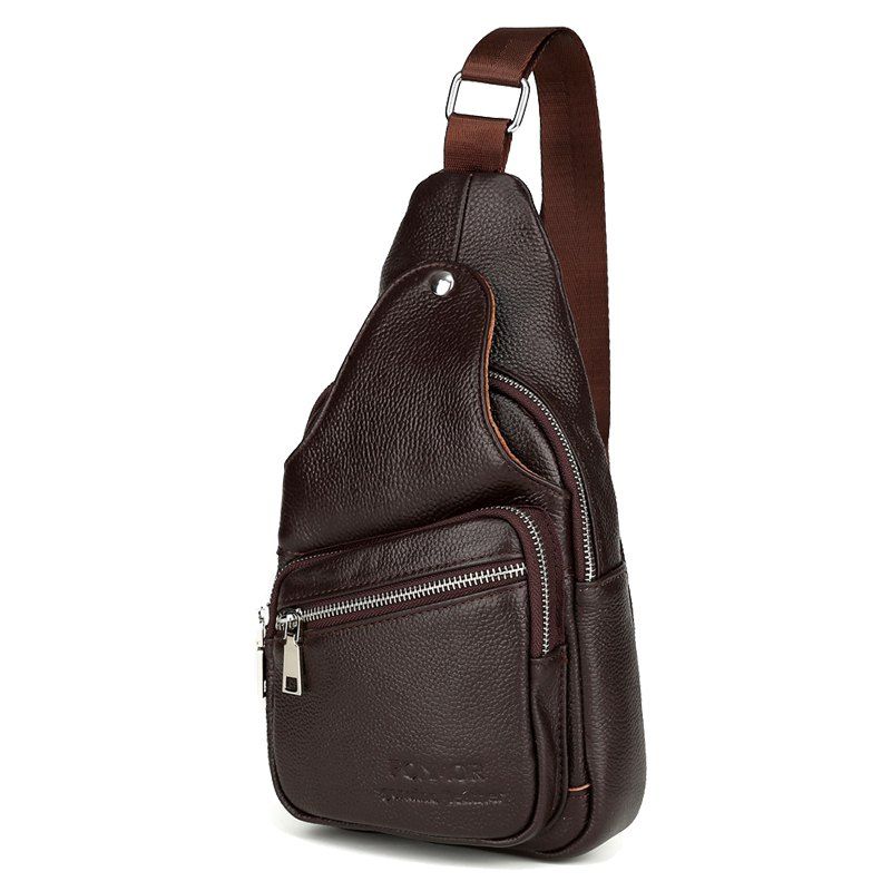 2018 Genuine Leather Men Chest Pack Single Shoulder Bag Mens Sling Bag Messenger Crossbody Bag ...