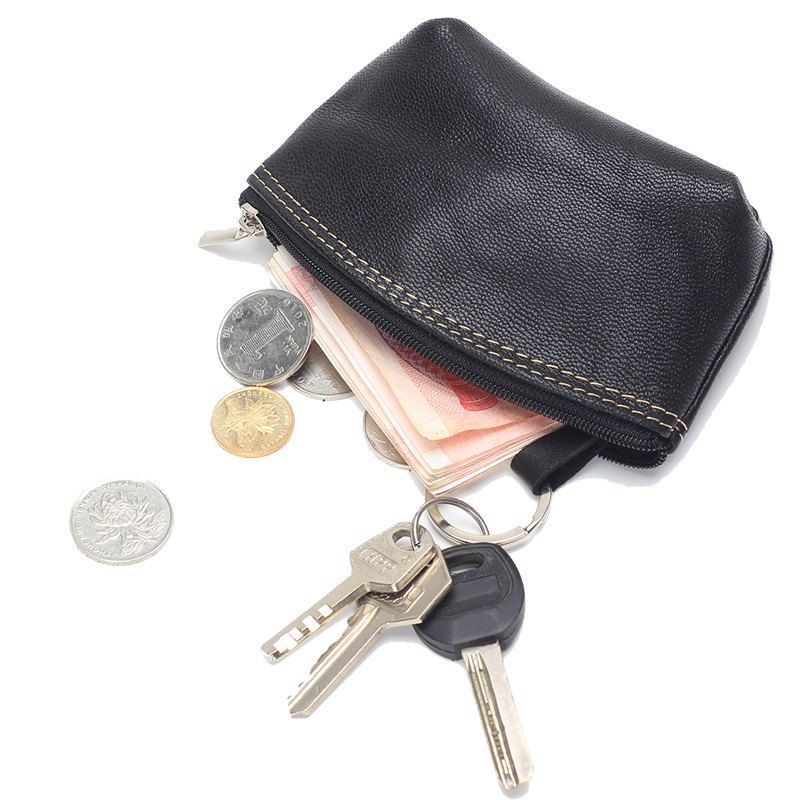 

Women small Wallet Genuine Leather High Quality Zipper Mini Coin Purse 100% Cowhide Female Casual Coin Holder Purses, Black