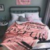 Nouvelle couverture épaisse de flanelle rose de lettre chaude - Rose 150CM X 200CM