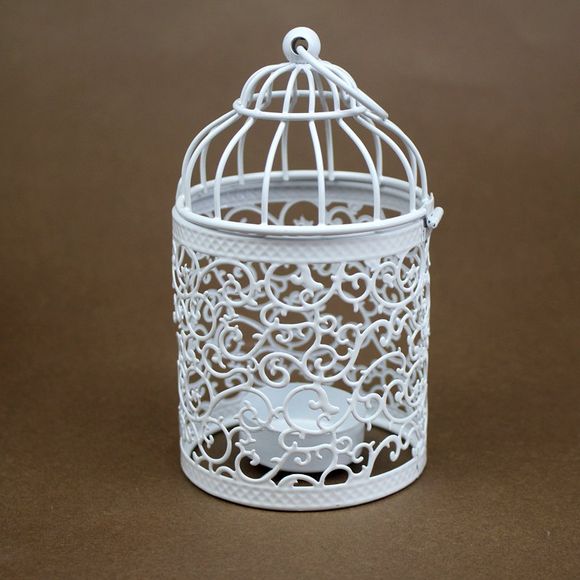 Zakka Creux Bougeoirs Cage Bougeoirs Ou Fer Forgé Chandelier - BlancA 