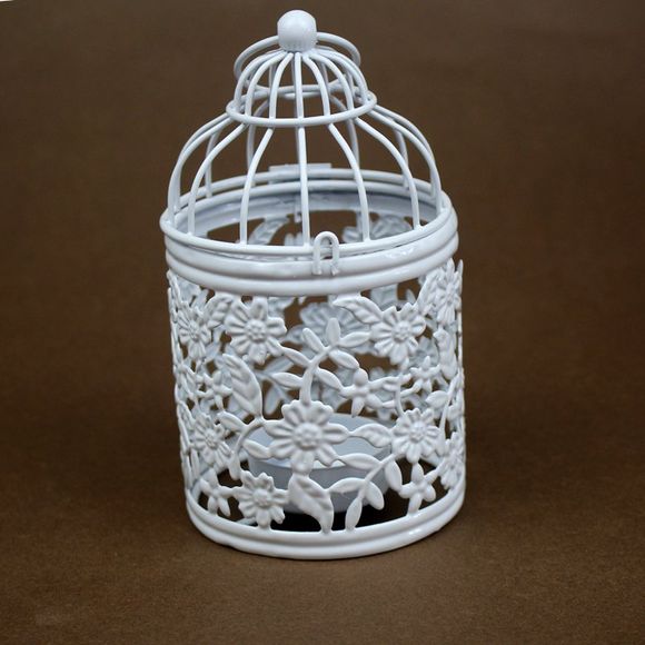 Zakka Creux Bougeoirs Cage Bougeoirs Ou Fer Forgé Chandelier - BlancB 