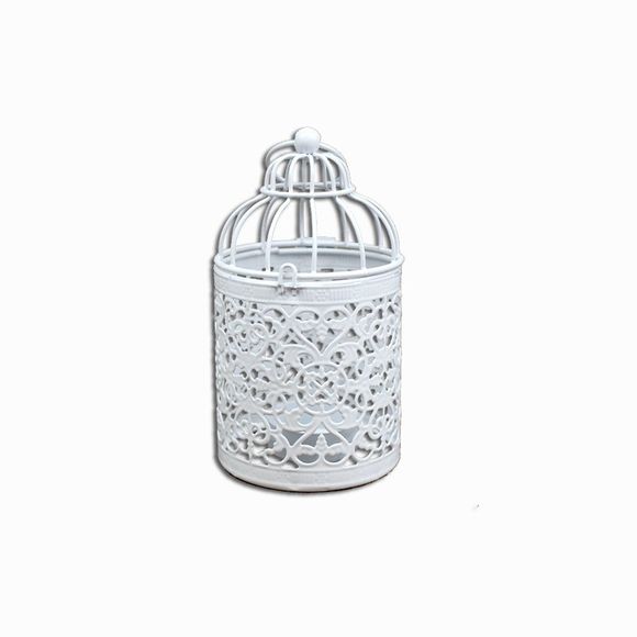 Zakka Creux Bougeoirs Cage Bougeoirs Ou Fer Forgé Chandelier - Blanc 