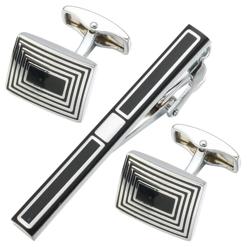 

New Simple Style Black Rectangle Cufflinks Mens Shirt Cuff Button Christmas Gifts for Men Laser Plating Cuff Link