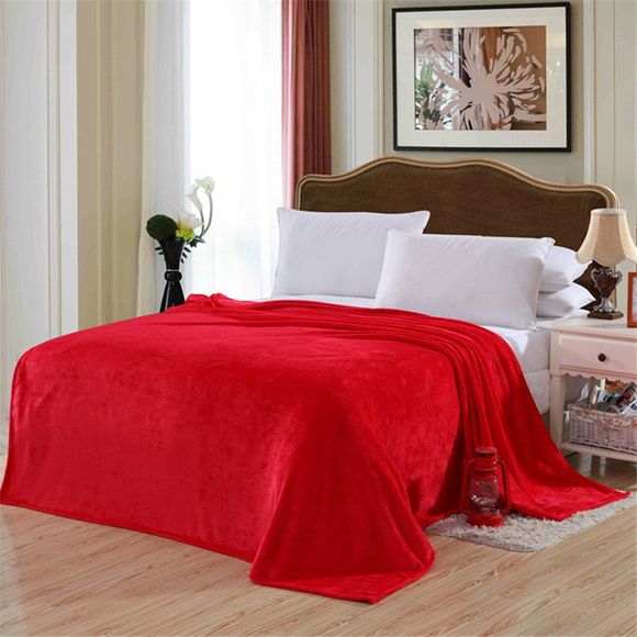 Hiver épais chaud semplice couleur feuille de flanelle couverture - Rouge DOUBLE