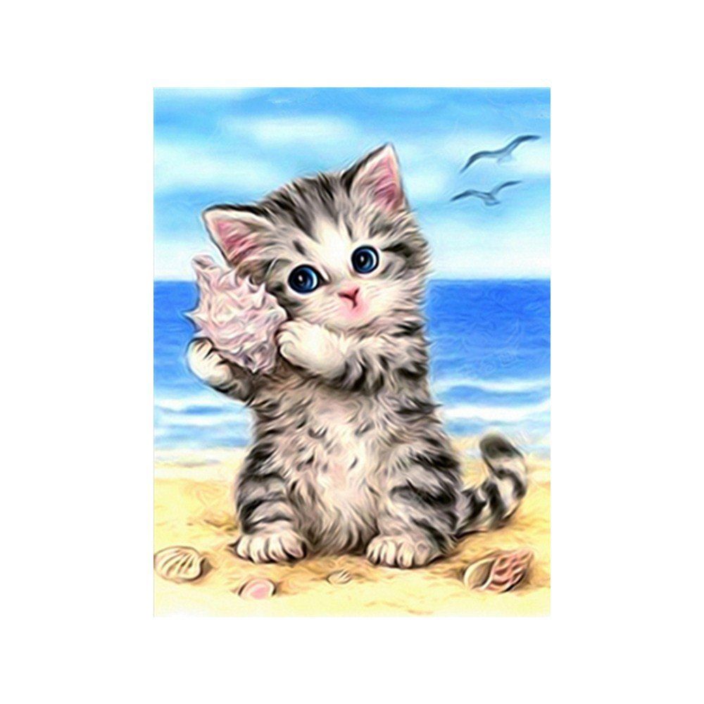 

Naiyue S187 Beach Cat Prints A Diamond Painting, Colormix