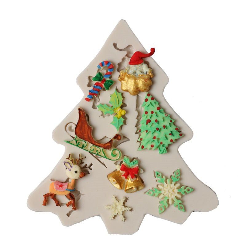

Sugarcraft Christmas Silicone fondant cake decorating tools chocolate gumpaste mold, Gray