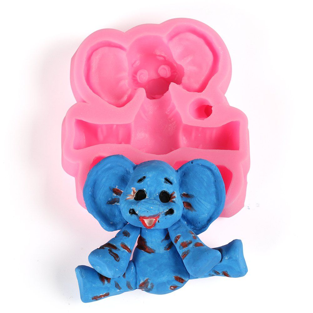 

Facemile Cartoon Elephant Silicone Mold Baby Party Fondant Cake Decorating Tools Kitchen Baking Chocolate Candy Gumpaste Molds, Pink