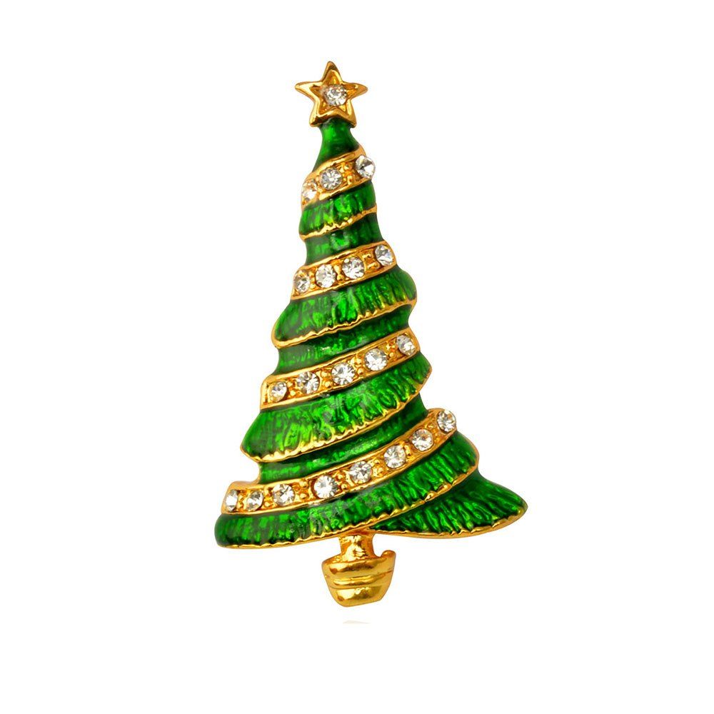 

Christmas Tree Brooch Pin Christmas Gifts Jewelry, Golden+green