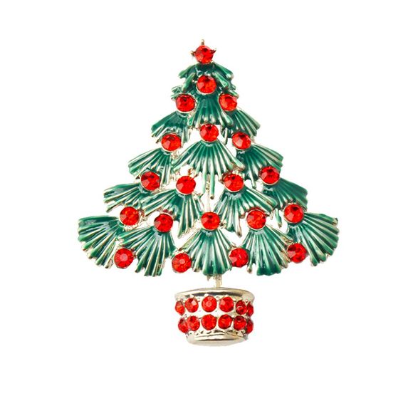 Broches de sapin de Noël coloré nouveau belle cristal or couleur broche broche bijoux pour cadeau de Noël - Argent 