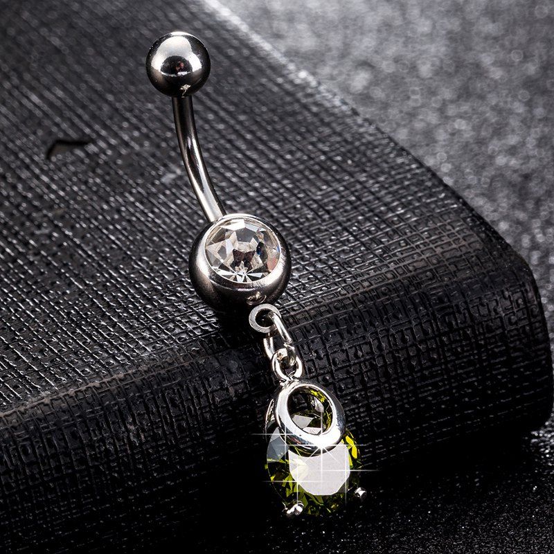

Fashion Minimalist CZ Navel Ring P0167, Olive green