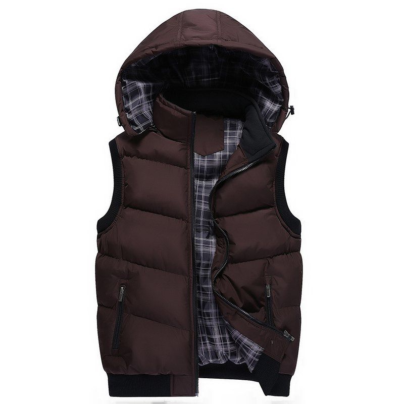 

Winter Men'S Vest Sleeveless Cotton Coat, Coffee