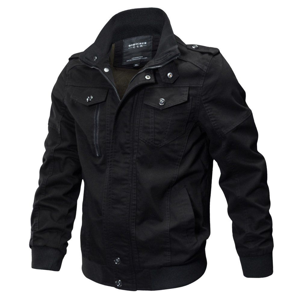 

New Large Size Coat Washed Cotton Jacket, Black