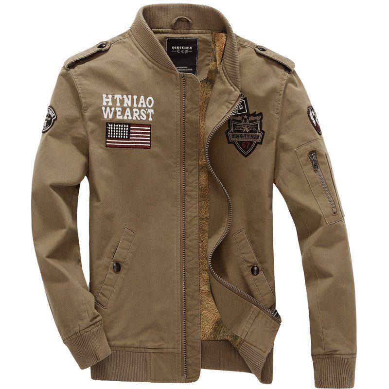 

Plus Thickening Military Outfit Jacket Winter Baseball Suit Flying Coat, Khaki
