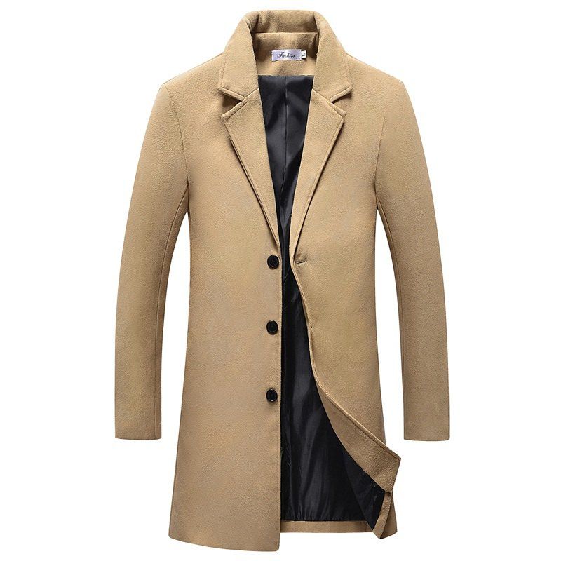 

The New Winter Single Breasted Long Slim Men Thin Coat D167, Khaki