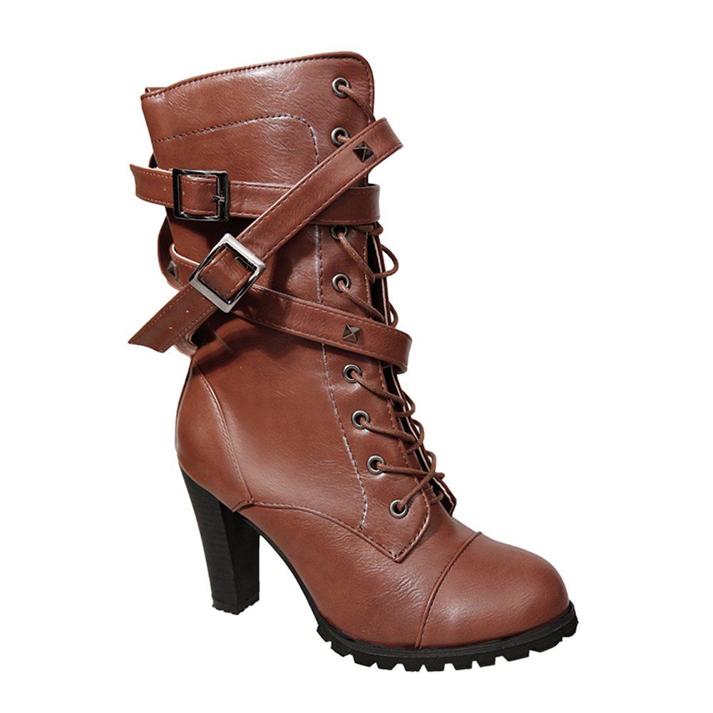 fashion waterproof middle height heel boots