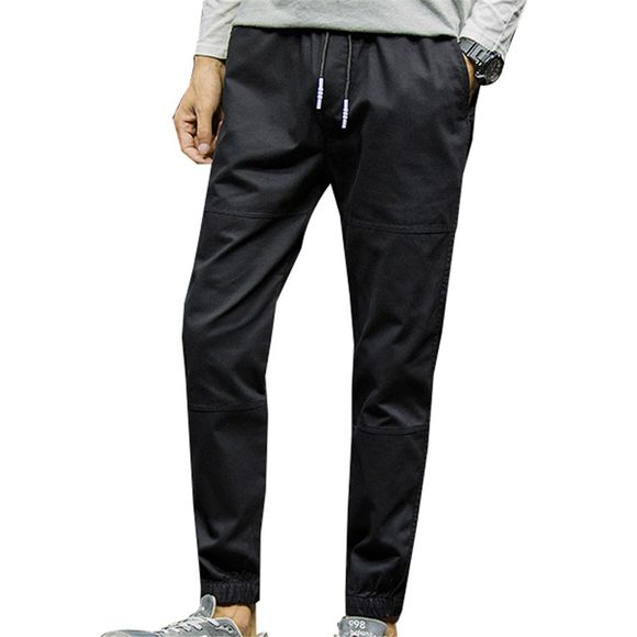 Pantalons décontractés pour hommes couleur unie Comfy All Match Pantalons de mode - Noir 2XL