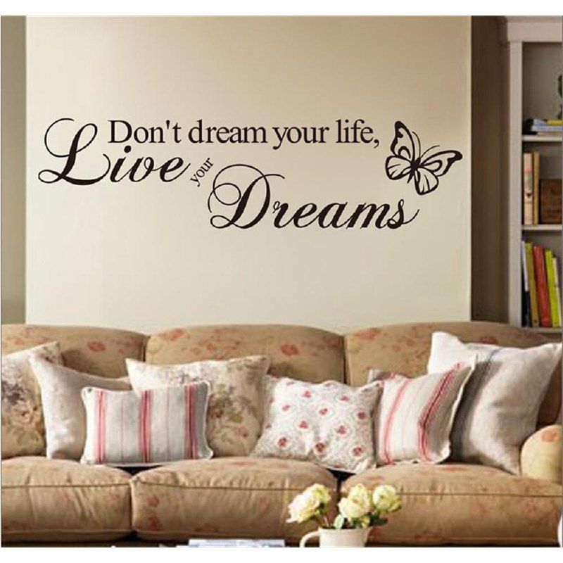 

DSU Don'T Dream Your Life Bedroom wall Stickers Dormitory Creative Decorative Wallpaper, Black