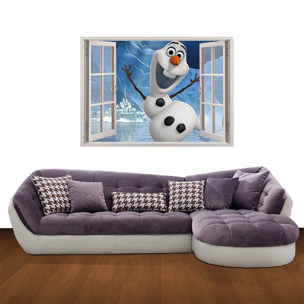 

Creative 3D Cute Snowman Background Wall Sticker, Black white