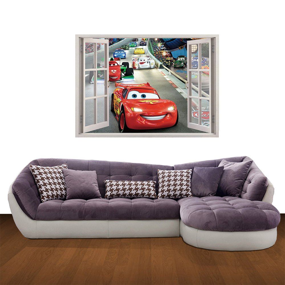 

Creative 3D Car Mobilization Background Wall Stickers, Red
