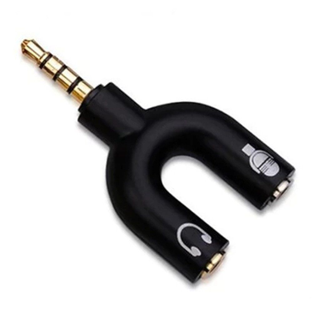 

3.5mm Jack to Audio + Mic Adapter Headset Aux Stereo U Splitter Kit, Black