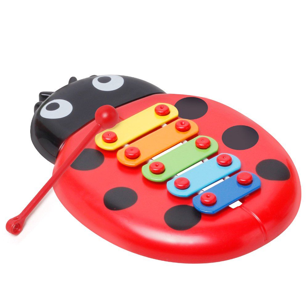 

Baby Educational Insects Hand Knock Harp Early Childhood Music Eight Children Percussion Toys, Red