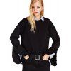Les femmes  's Fashion Round Round Loose Ruffle poignets Split Sweatshirt - Noir XL