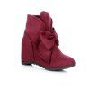 Bow tête ronde a augmenté de mode douces bottes - Rouge vineux 42