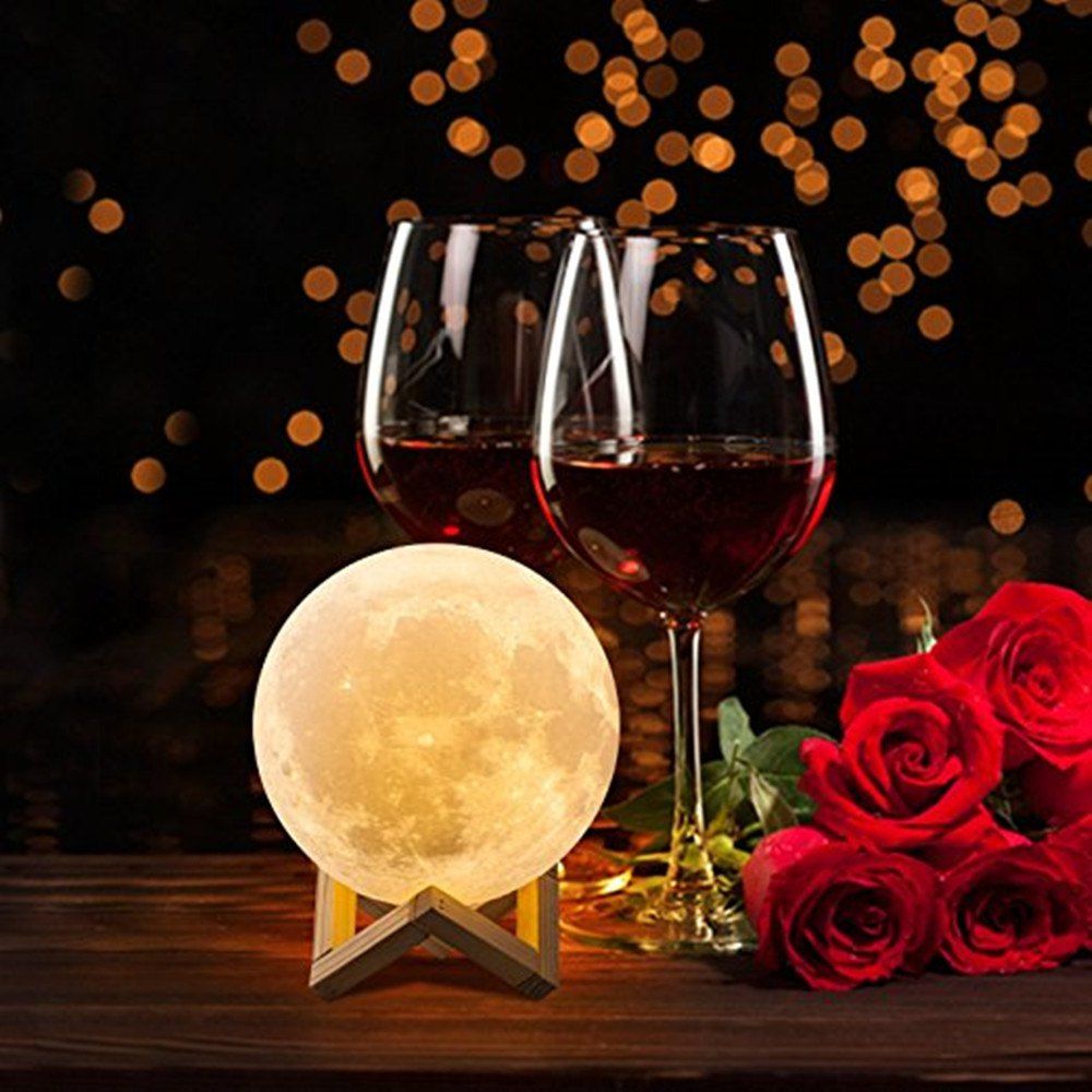 

KWB LED 3D Printing Moon Lamp, Warm and Cool White Dimmable Touch Control Brightness 3000k 6000k with USB Charging 5.9In