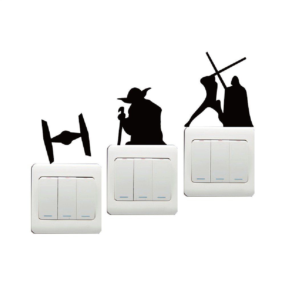 

3 pcs/ set 3 Characters Cartoon Darth Vader Switch Sticker, Black