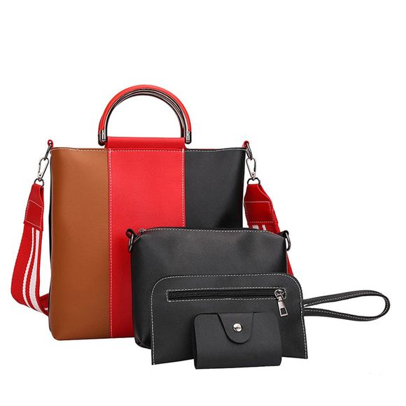 Le sac de quatre couleurs de couleur de collision de nouvelle bande de couleur avec des sacs inclinés simples de mode simple d'épaule - Brun Angel 