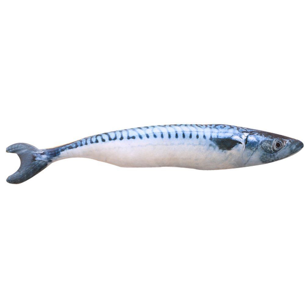 

Catnip Toys Simulation Plush Fish Shape Doll Interactive Pets Pillow Chew Bite Supplies for Cat Fish Flop Cat Toy, Blue stripe