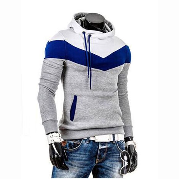 Hommes Taille Plus Color Block Sport Casual Hoodie - Blanc M