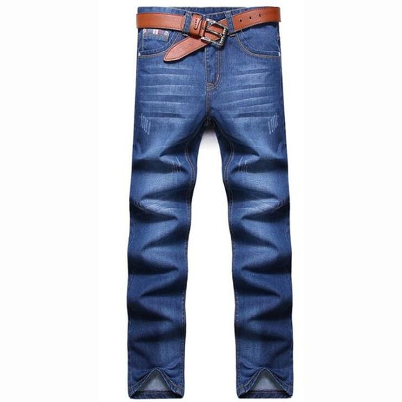 Jeans Jeans inélastique à taille haute pour homme Jeans simple solide - Bleu clair 36
