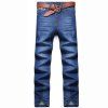 Jeans Jeans inélastique à taille haute pour homme Jeans simple solide - Bleu clair 32